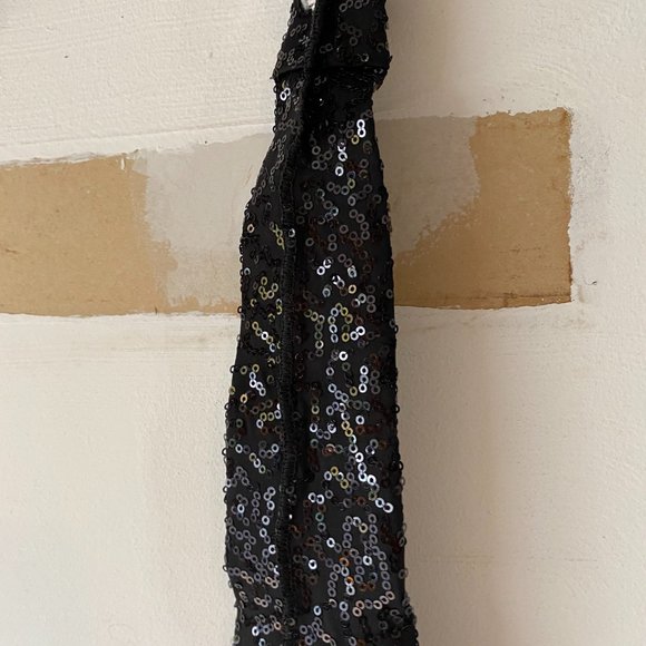 Black Sequin Elastic NeckTie - Picture 5 of 6